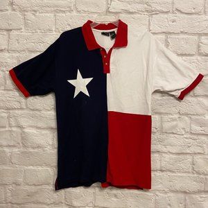REDHEAD Mens Large TEXAS SHIRT Vintage Shirt Star Polo Style Short Sleeves Mens